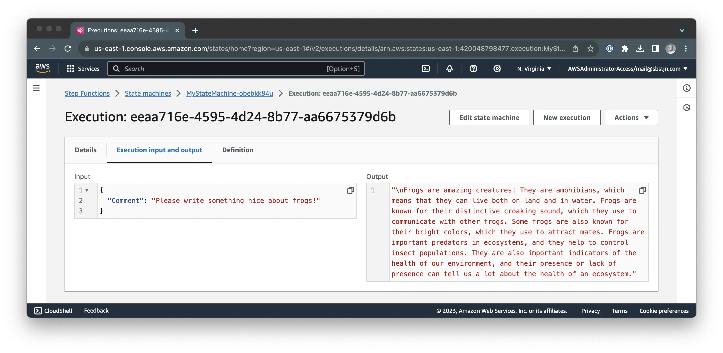 Output response of Amazon Bedrock in AWS Step Functions