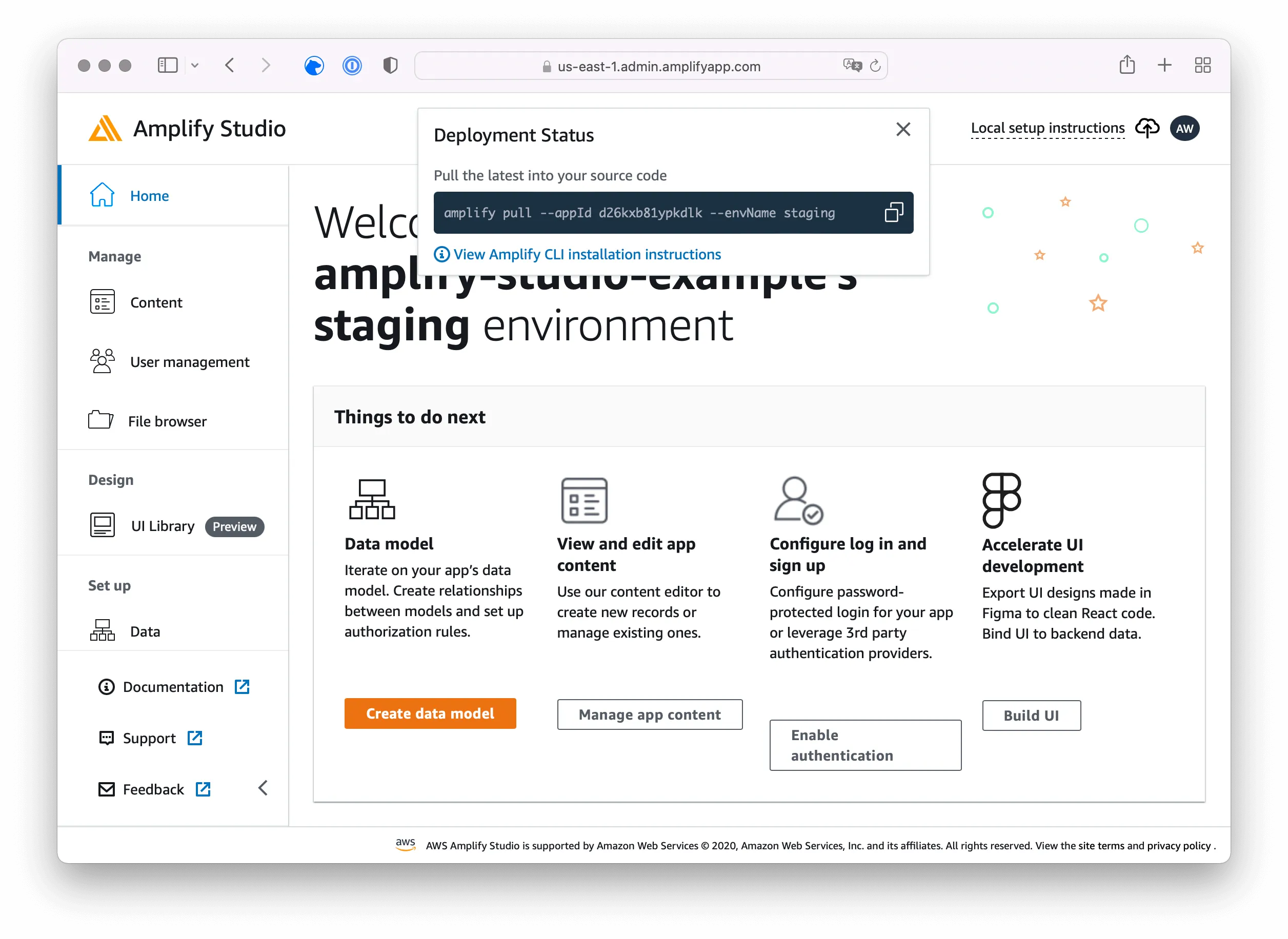 amplify studio: local setup instructions