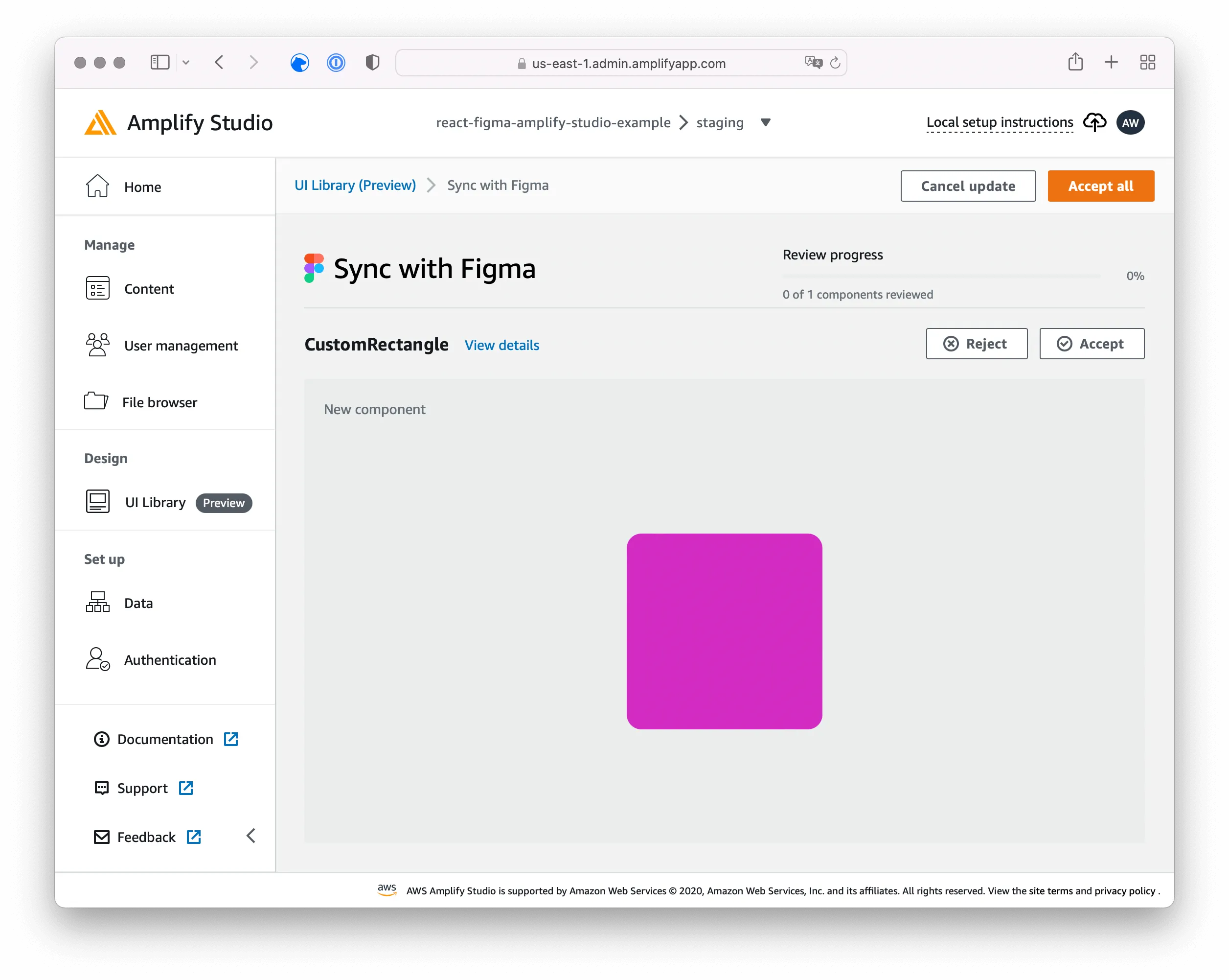aws amplify studio: sync with figma