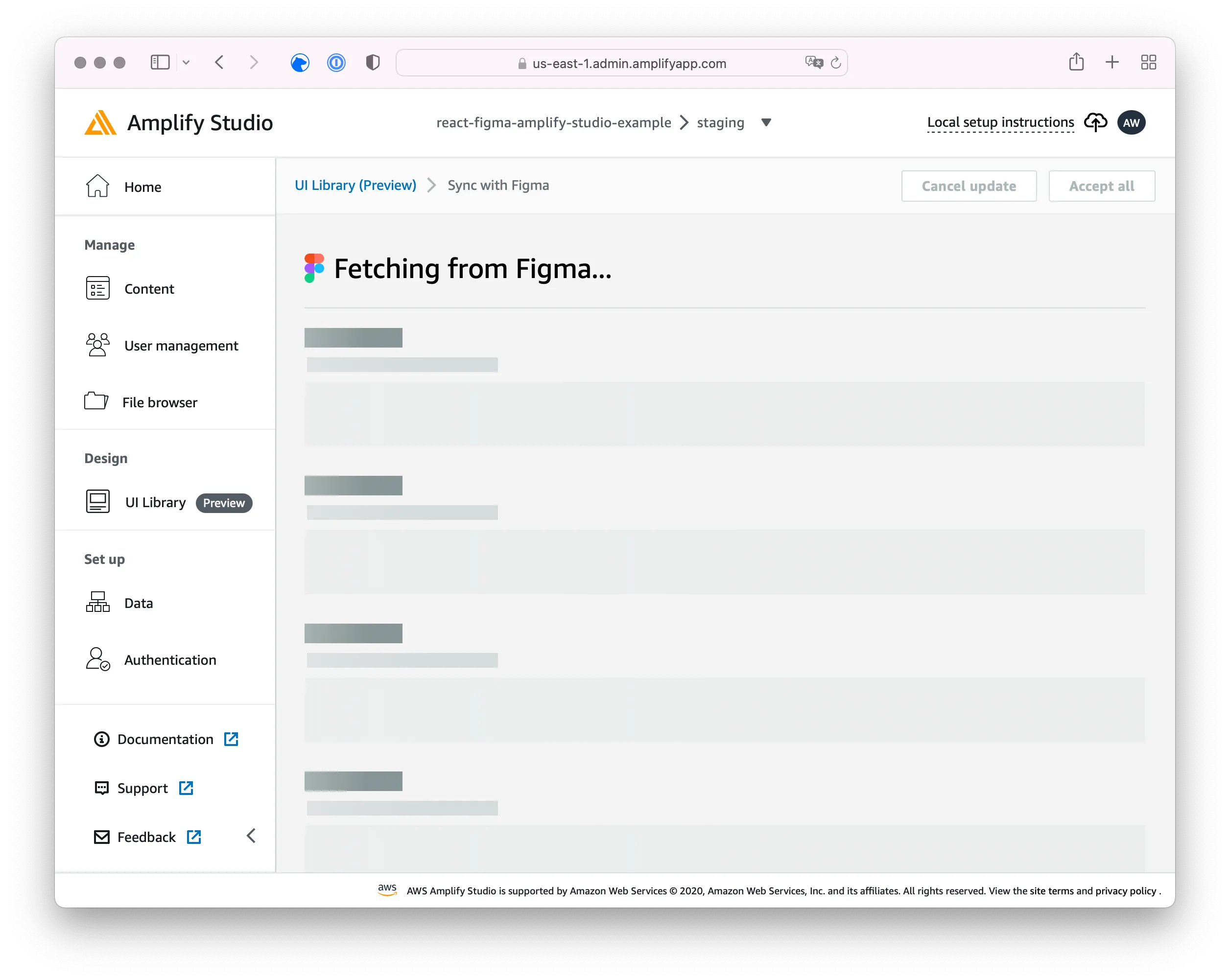 aws amplify studio: fetch from figma