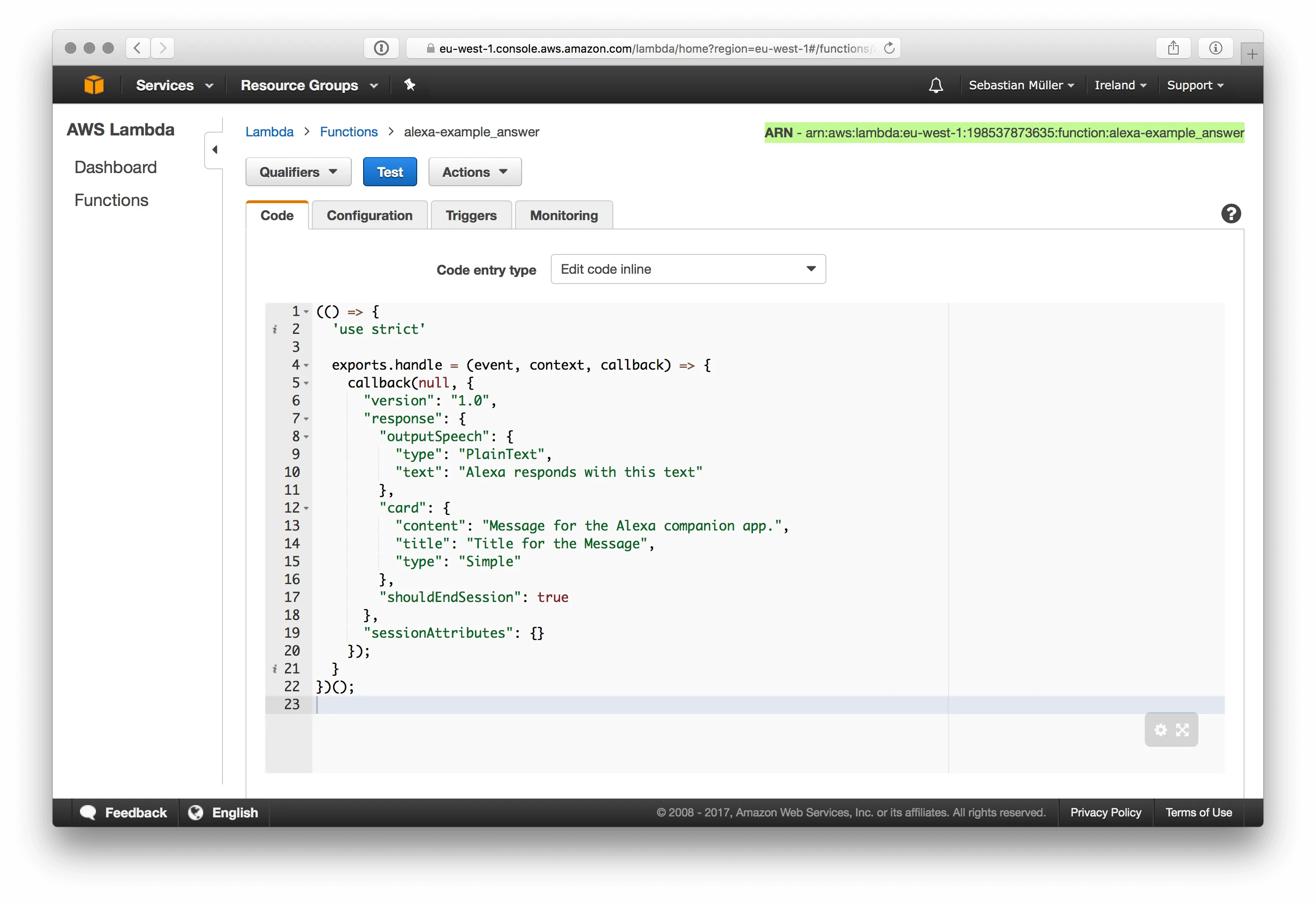AWS Lambda Alexa Skill Trigger