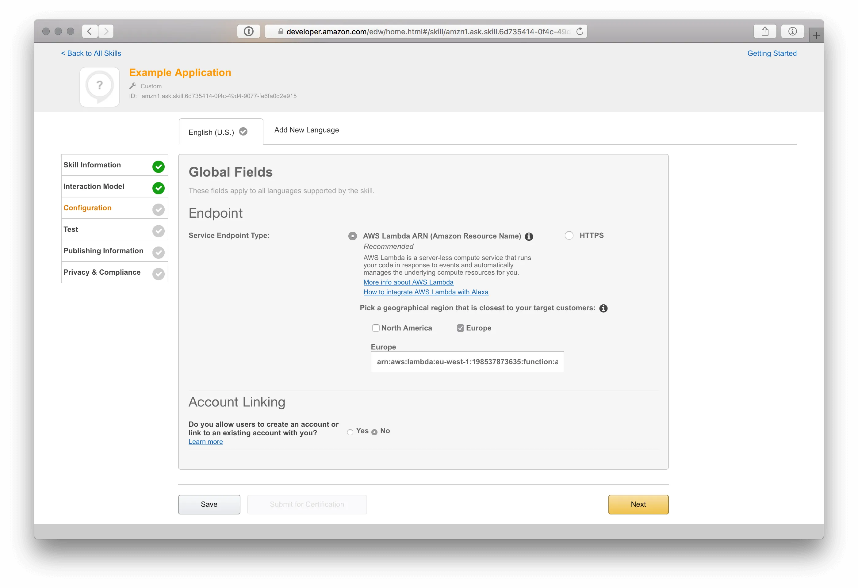 Alexa Lambda Configuration