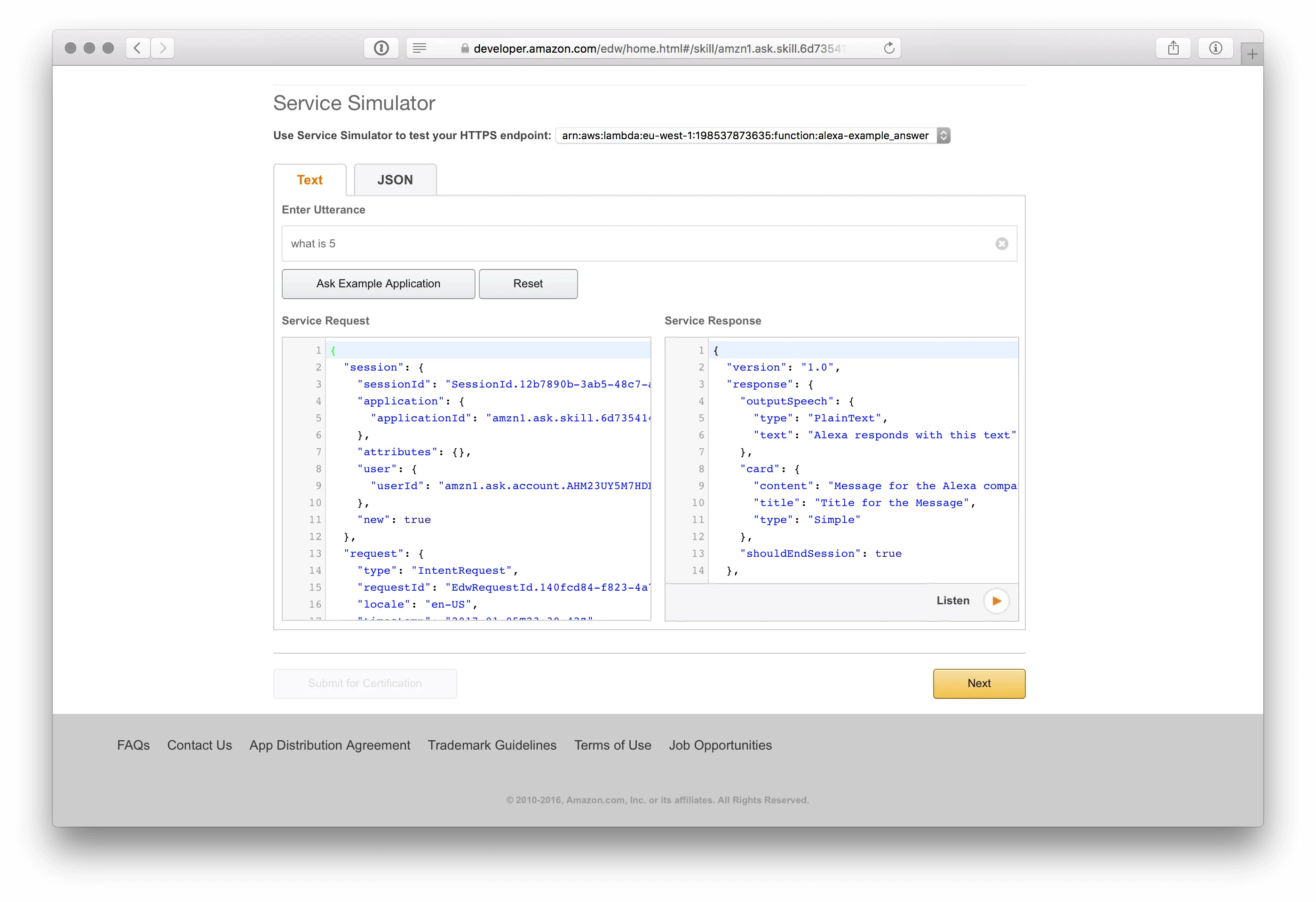 Alexa Lambda Simulator