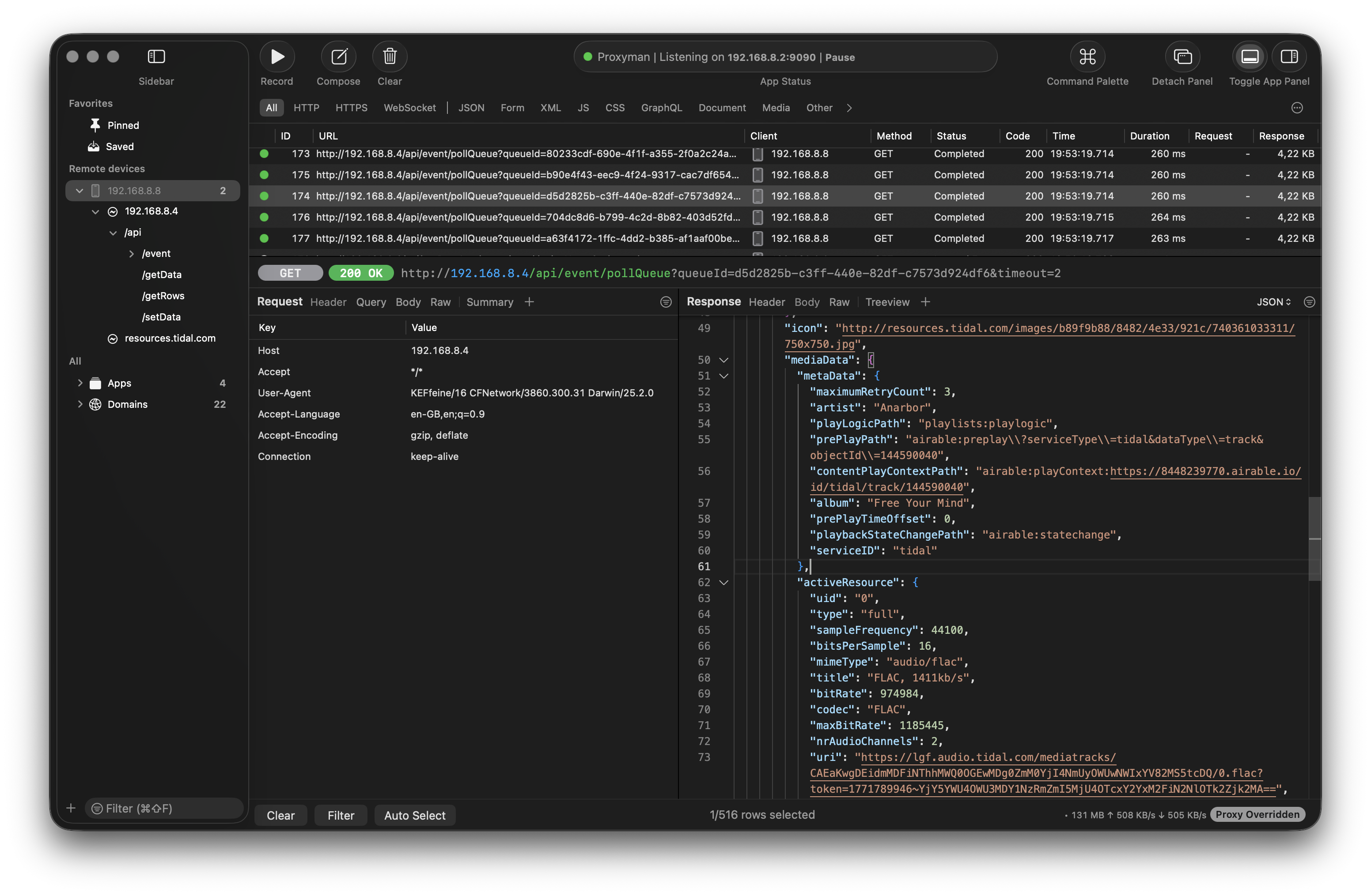 Currently playing song on KEF speaker