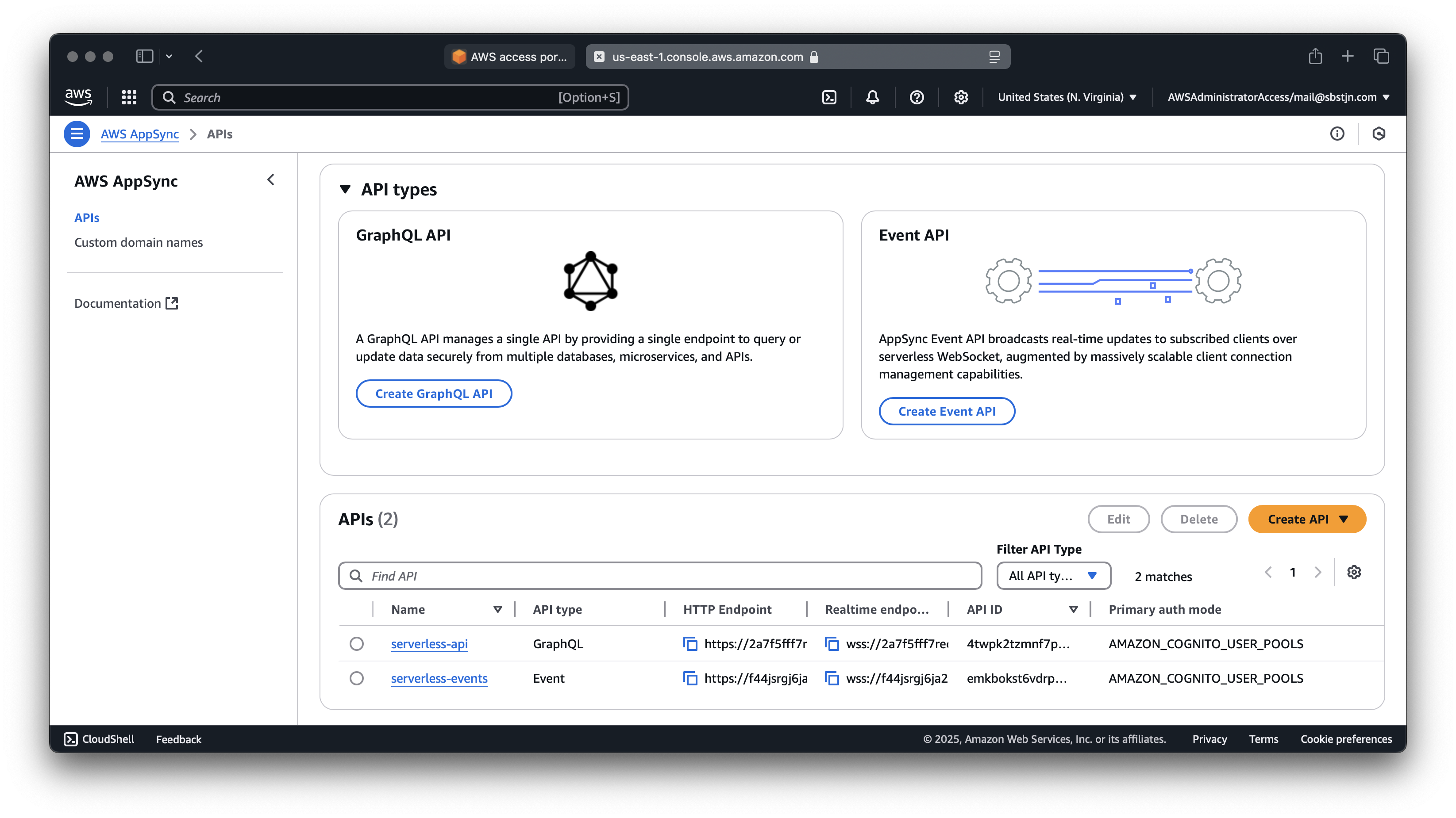 AppSync Events API and GraphQL Data API in the AWS Management Console