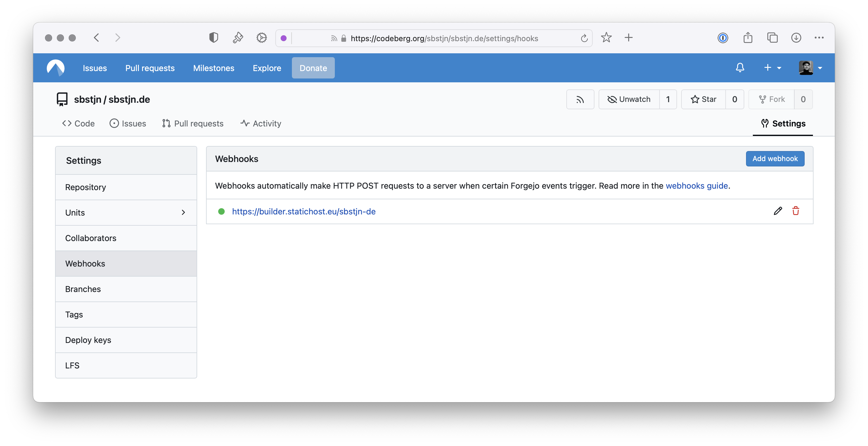 Codeberg Webhook