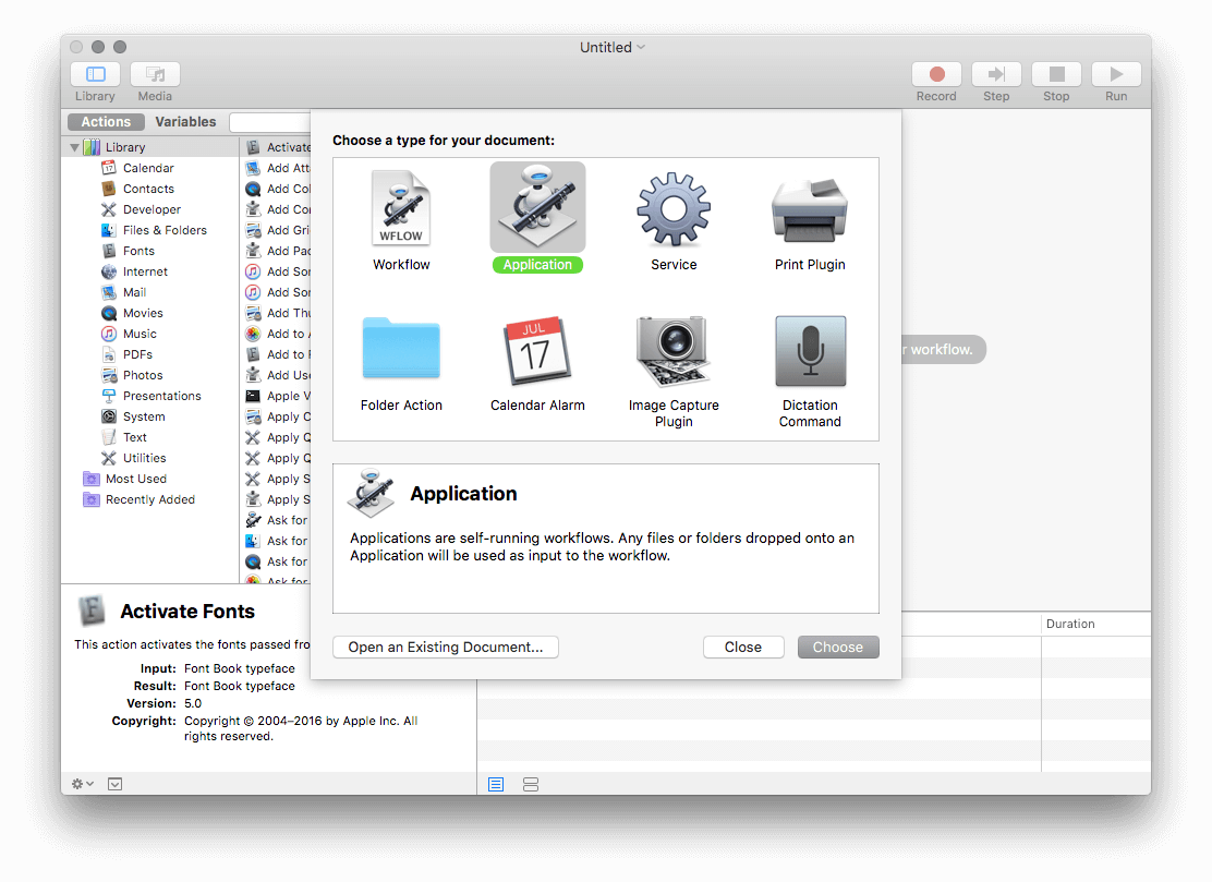 Automator: Create Application